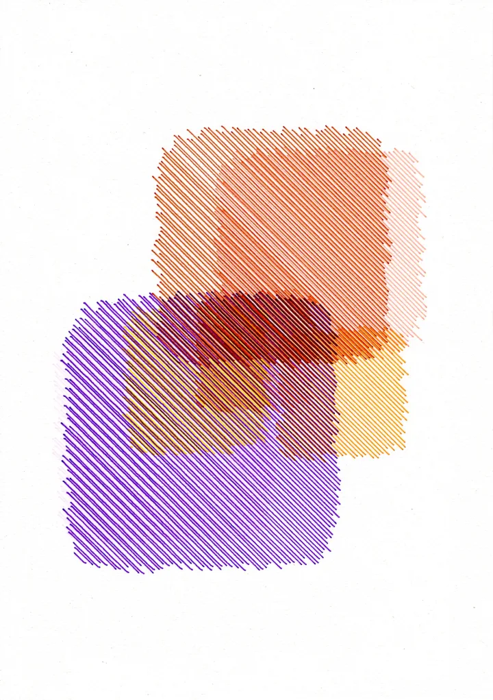 Overlapping fields of pink, orange, green, and turquoise plotted lines.